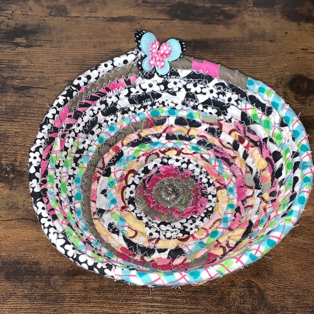 Multicolor Fabric Storage Basket with Butterfly Accent